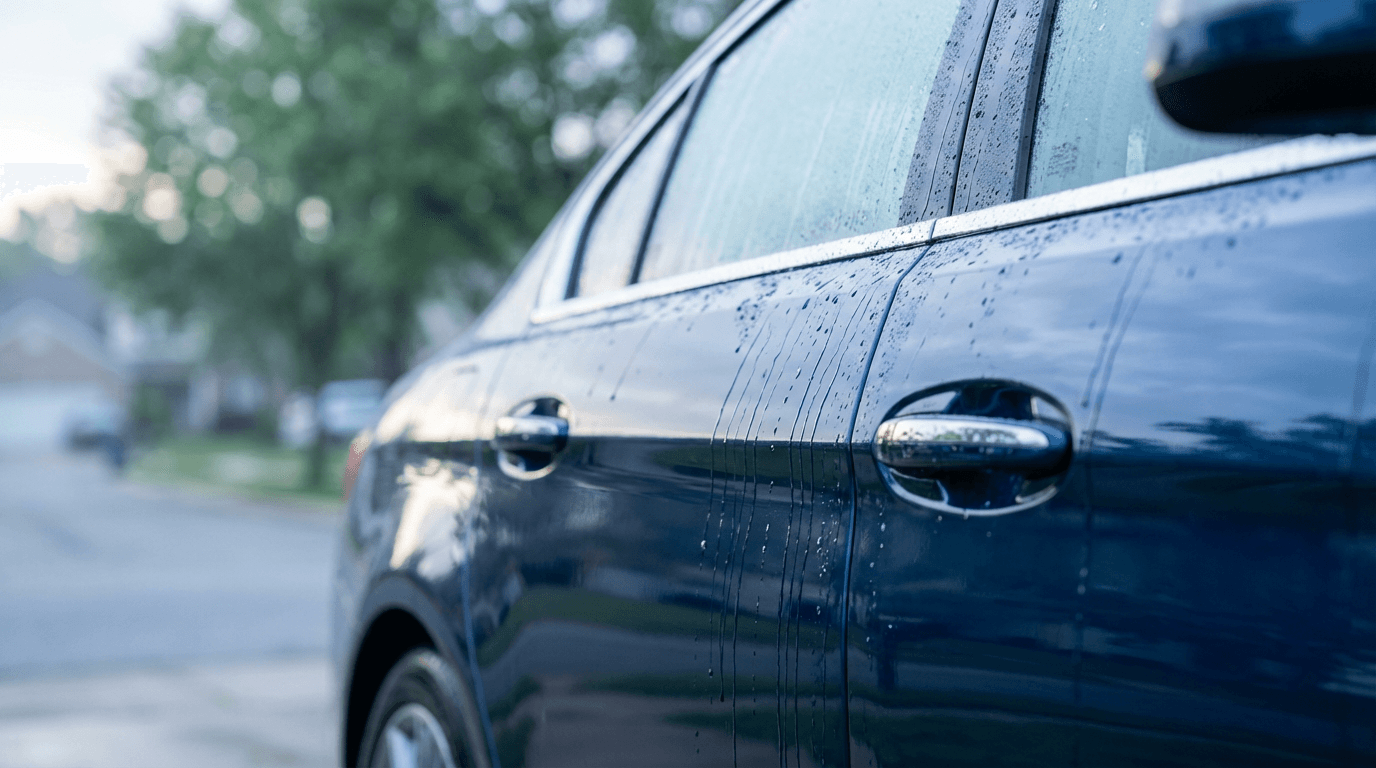 Beautifully detailed car parked beside a professionally landscaped yard in Freeport